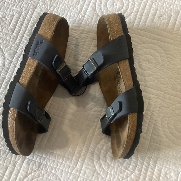 Birkenstock Womens Arizona Navy Blue Two-Strap Sandals Size L5 EU 36-35 Cork Foo - Picture 7 of 8